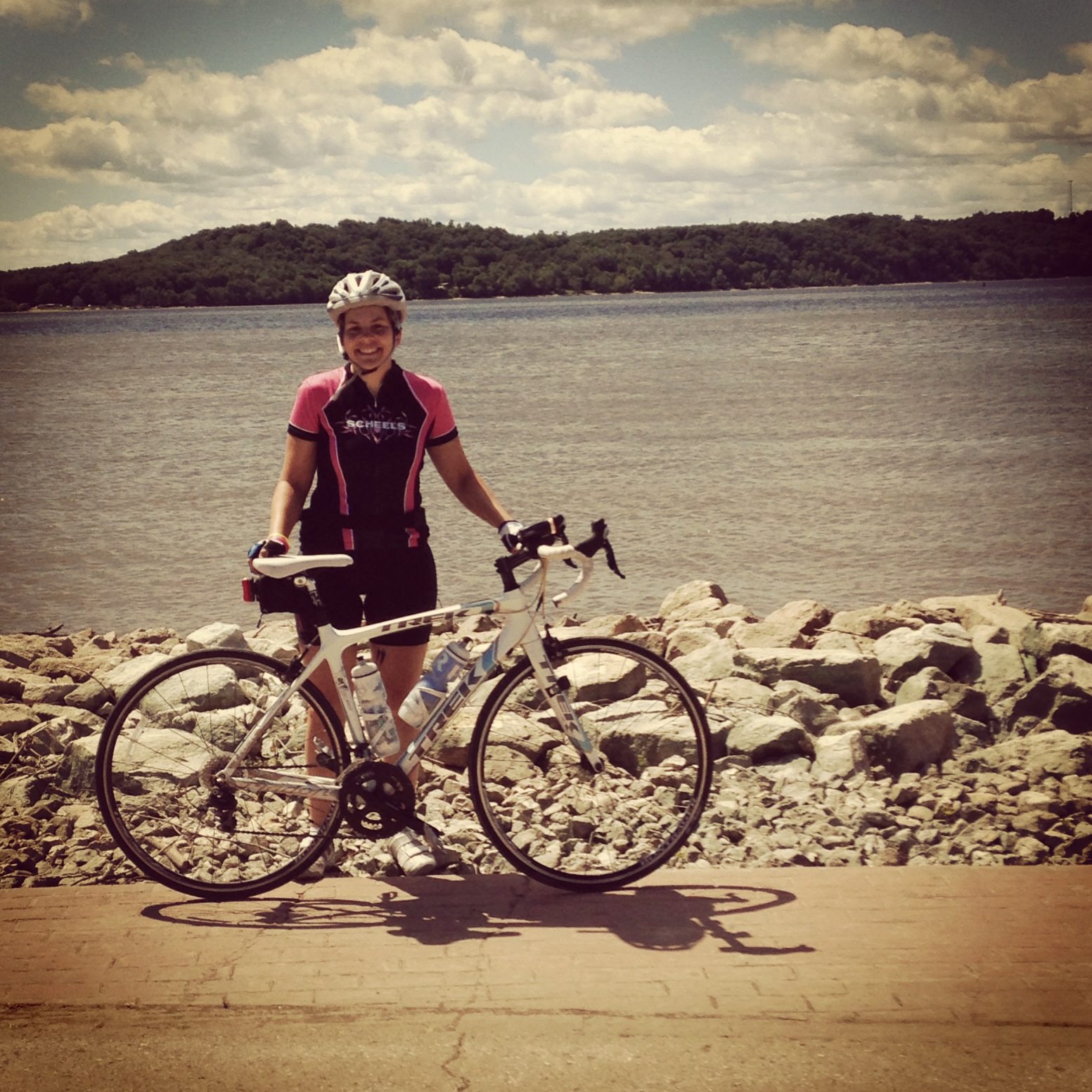 Amy at the Mississippi on RAGBRAI