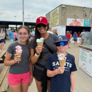 Leilani and her kids at the Cedar Rapids Kernels